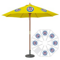 9' Round Wood Umbrella with 8 Ribs, Full-Color Thermal Imprint, 7 Locations